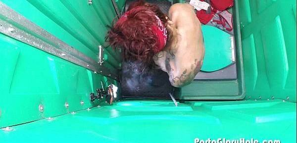  Porta Gloryhole Mature Redhead slurping cocks